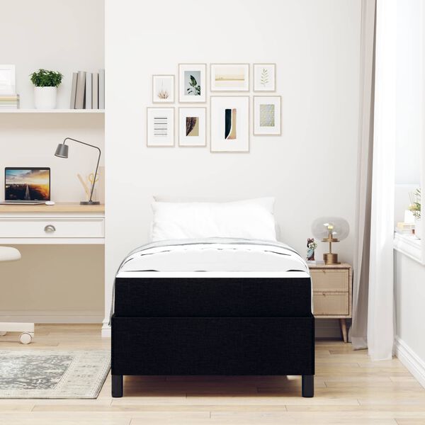 vidaXL Cama Box com colch&atilde;o Preto 90 x 190 cm tecido