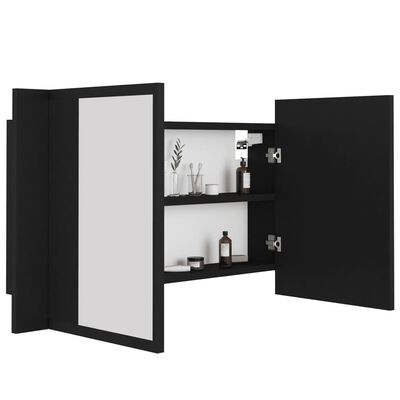 vidaXL Armário espelhado casa de banho LED 80x12x45 cm acrílico preto