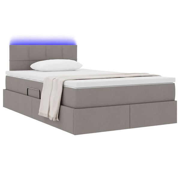vidaXL Cama com arruma&ccedil;&atilde;o e LED Cinzento-acastanhado 120 x 200 cm
