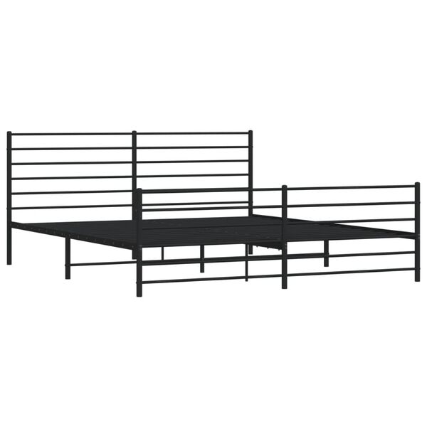 vidaXL Estrutura de cama com cabeceira e p&eacute;s 200x200 cm metal preto