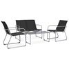 vidaXL 4 pcs conjunto lounge para jardim tecido e a&ccedil;o preto