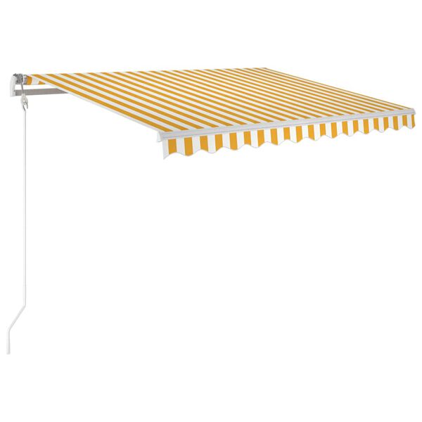 vidaXL Toldo autom. c/ LED e sensor de vento 350x250 cm amarelo/branco