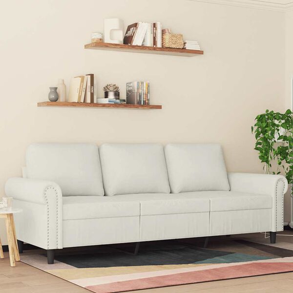 vidaXL Sof&aacute; de 3 lugares 180 cm veludo cor creme
