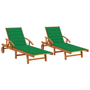 vidaXL Espregui&ccedil;adeiras com almofad&otilde;es 2 pcs madeira de ac&aacute;cia maci&ccedil;a