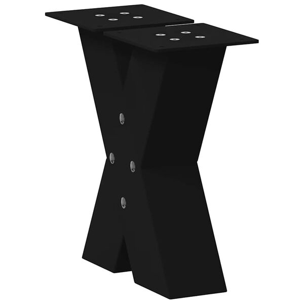 vidaXL P&eacute;s para mesa de centro em formato de X, 2 pe&ccedil;as, preto, 30x(30-31) cm, a&ccedil;o