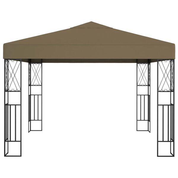 vidaXL Gazebo com cord&otilde;es de luzes LED 3x3 m tecido cinza-acastanhado