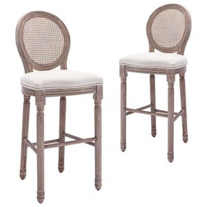 vidaXL Bancos de bar 2 pcs linho branco