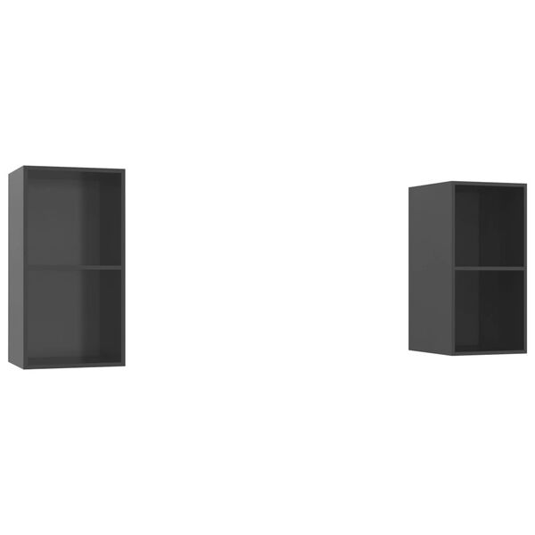 vidaXL Arm&aacute;rios de parede p/ TV 2pcs derivados madeira cinza brilhante