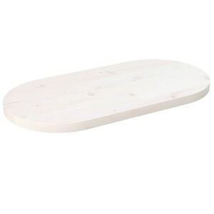 vidaXL Tampo de mesa oval 60x30x2,5 cm madeira de pinho maciça branco