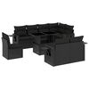 vidaXL 9 pcs conjunto de sof&aacute;s p/ jardim c/ almofad&otilde;es vime PE preto