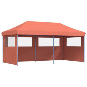 vidaXL Tenda p/ festas pop-up dobr&aacute;vel 3 paredes laterais terracotta