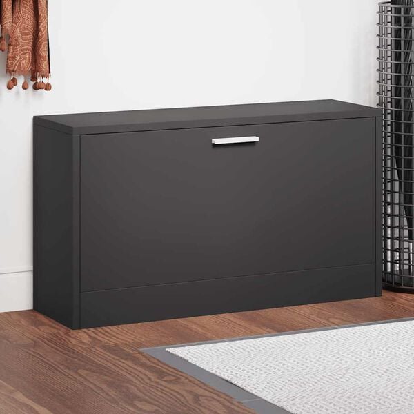 vidaXL Banco para sapatos preto 80x24x45 cm madeira projetada