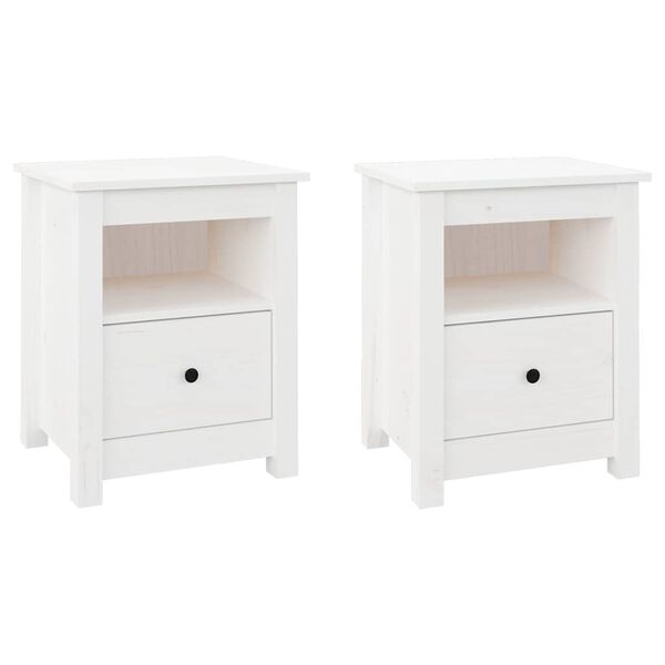 vidaXL Mesas de cabeceira 2 pcs 40x35x49 cm pinho maci&ccedil;o branco