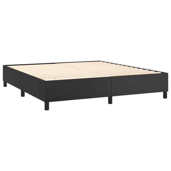 vidaXL Cama com molas/colch&atilde;o 160x200 cm couro artificial preto