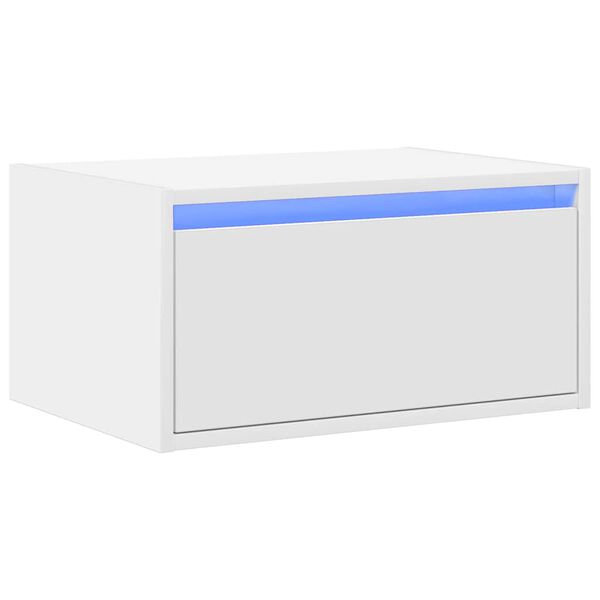 vidaXL Mesa de cabeceira de parede com luzes LED branco