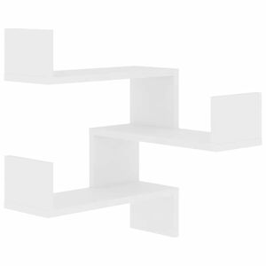 vidaXL Estantes canto p/ parede 2pcs 40x40x50cm deriv. madeira branco