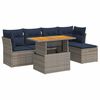 vidaXL 6 pcs conjunto sof&aacute;s de jardim com almofad&otilde;es vime cinzento