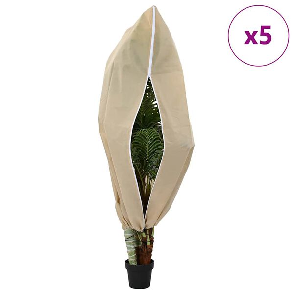 vidaXL Capas de Fleece para Prote&ccedil;&atilde;o Contra Geada 5 pcs Bege