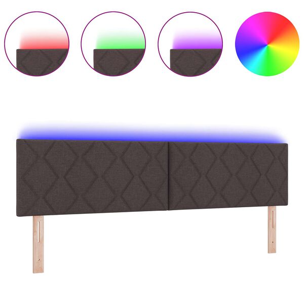 vidaXL Cabeceira com luzes de tira LED Castanho 180 cm tecido