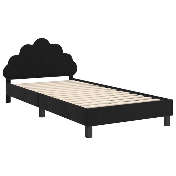 vidaXL Estrutura de Cama Infantil com Cabeceira Preto 90 x 200 cm