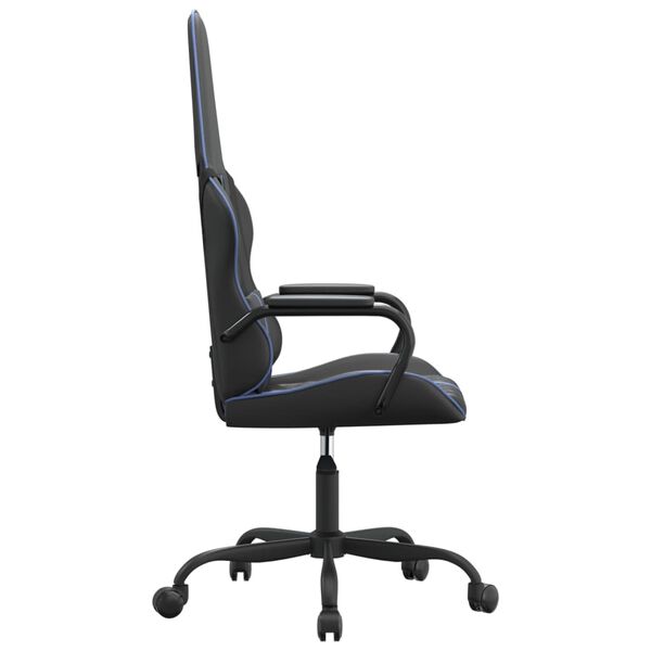 vidaXL Cadeira gaming de massagens couro artificial azul e preto
