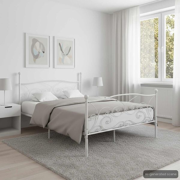 vidaXL Estrutura de cama com estrado de ripas 120x200 cm metal branco