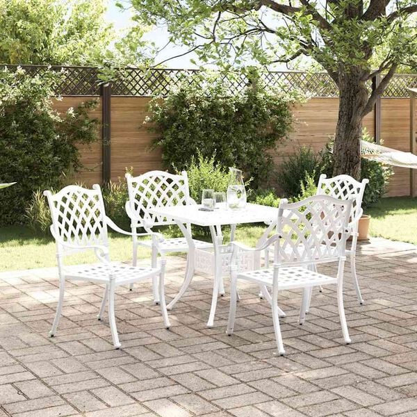 vidaXL Conjunto de Mesa de Jardim 5 pcs Branco Alum&iacute;nio Fundido