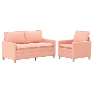 vidaXL Conjunto de Sof&aacute;s 2 unid. Rosa Tecido