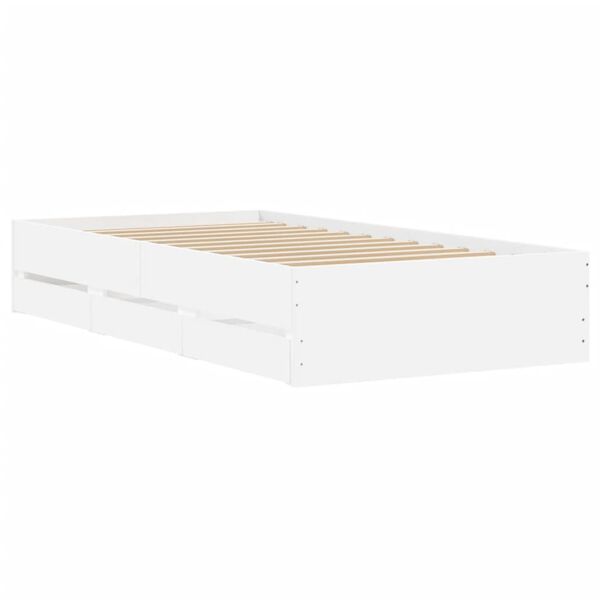 vidaXL Estrutura de cama c/ gavetas 90x200 cm derivados madeira branco
