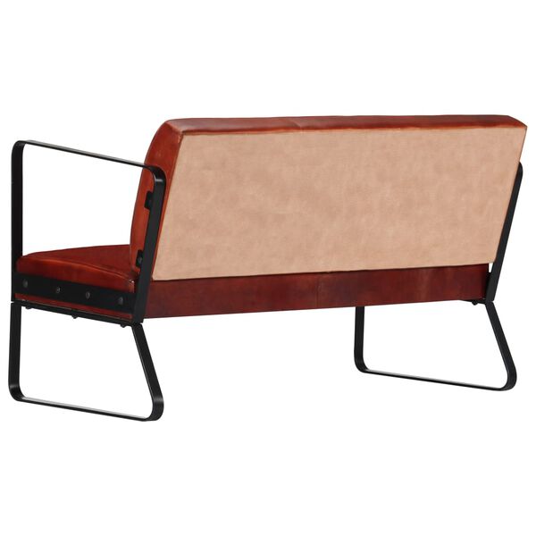 vidaXL Sof&aacute; de 2 lugares em couro genu&iacute;no castanho