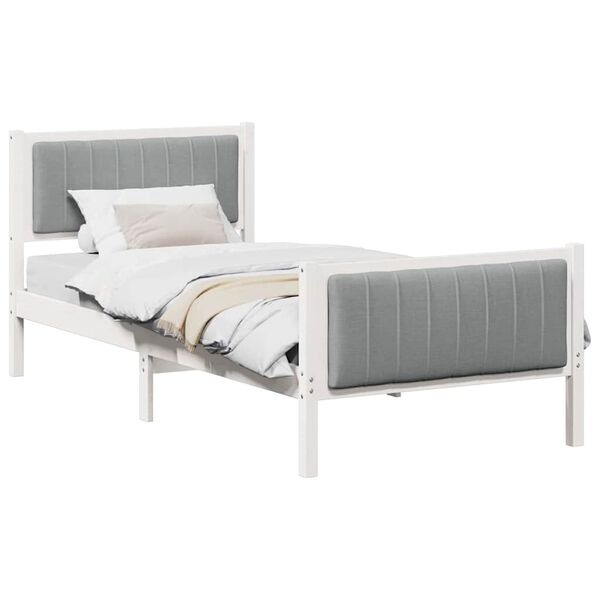 vidaXL Estrutura da cama Branco e cinza claro 90 x 200 cm