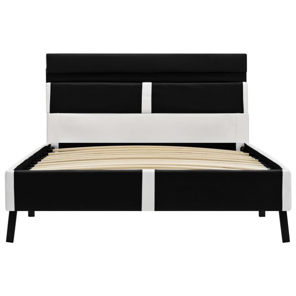 vidaXL Estrutura de cama c/ LED 90x200 cm couro artificial preto