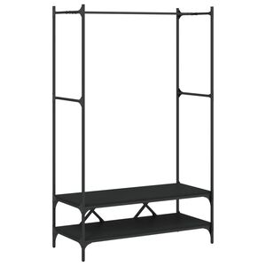 vidaXL Suporte para roupas c/ prateleiras derivados de madeira preto