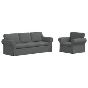 vidaXL Conjunto de Sof&aacute;s 2 unid. Cinza Escuro tecido