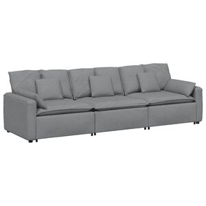 vidaXL Sof&aacute; modular com almofadas cinzento-claro