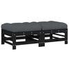 vidaXL Apoios de p&eacute;s p/ jardim c/ almofad&otilde;es 2 pcs pinho maci&ccedil;o preto