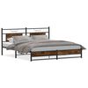 vidaXL Estrutura de cama sem colch&atilde;o 180x200cm metal carvalho fumado