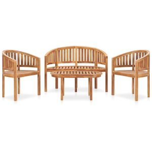vidaXL 4 pcs conj. lounge de jardim formato banana teca maci&ccedil;a