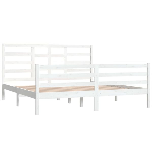 vidaXL Estrutura de cama super king pinho maci&ccedil;o 180x200 cm branco