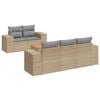 vidaXL 6 pcs conjunto de sof&aacute;s p/ jardim com almofad&otilde;es vime PE bege