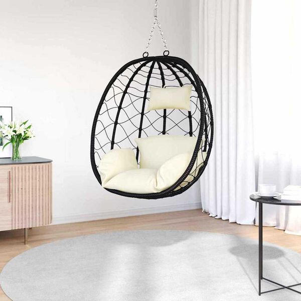vidaXL Cadeira suspensa tipo ovo Branco creme 91.5 x 60 x 110 cm