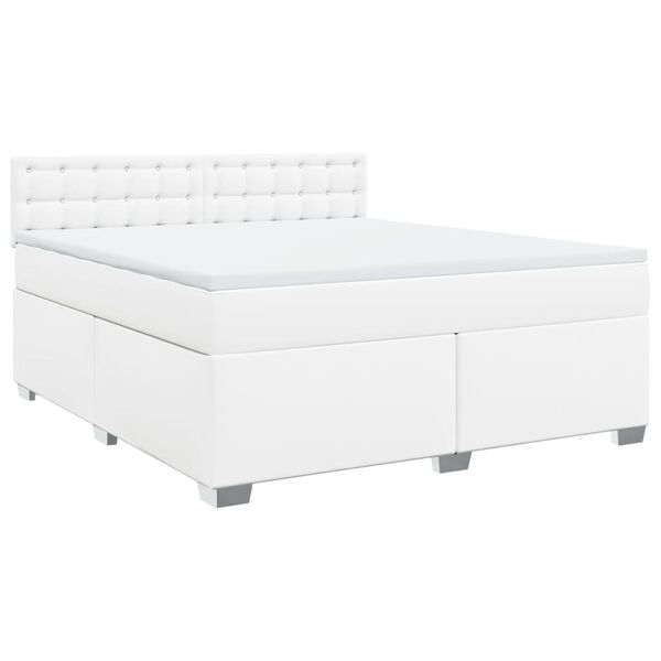 vidaXL Cama com molas/colch&atilde;o 180x200 cm couro artificial branco