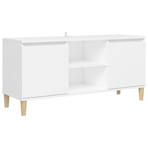 vidaXL M&oacute;vel de TV c/ pernas de madeira maci&ccedil;a 103,5x35x50 cm branco