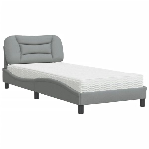 vidaXL Cama com colch&atilde;o Hvar 90x200 cm tecido cinzento-claro