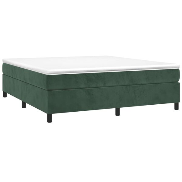 vidaXL Cama com molas/colch&atilde;o 160x200 cm veludo verde-escuro