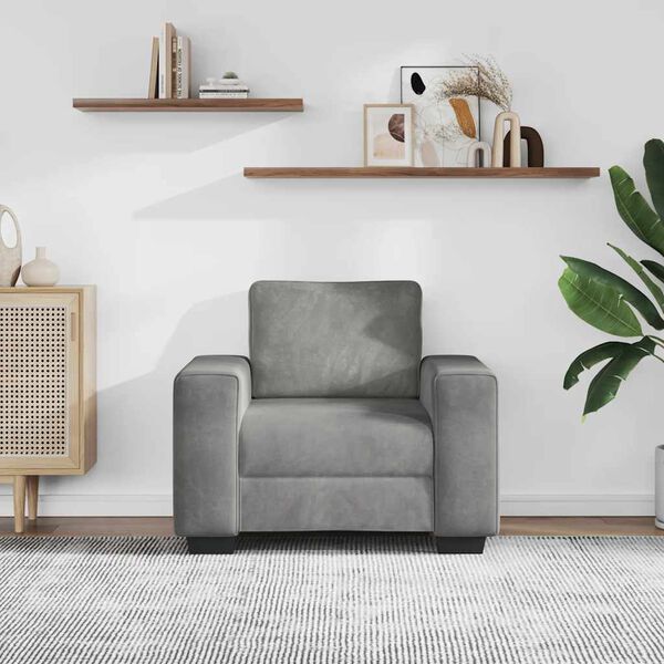 vidaXL Poltrona 100x77x82 cm veludo cinzento-claro