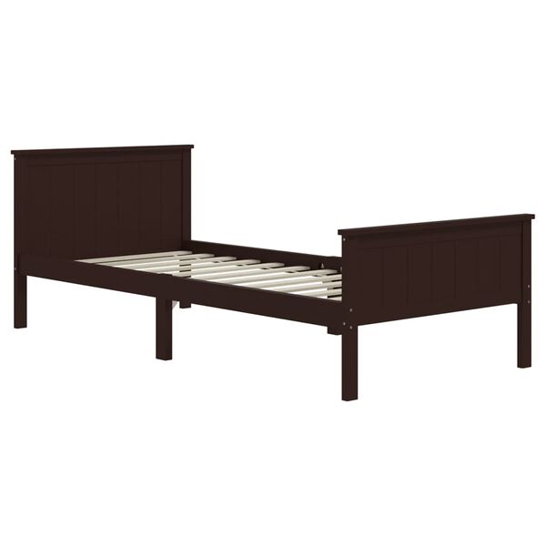 vidaXL Estrutura de cama 90x200 cm pinho maci&ccedil;o castanho-escuro