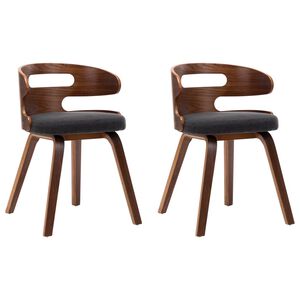 vidaXL Cadeiras jantar 2 pcs madeira curvada e tecido cinzento-escuro