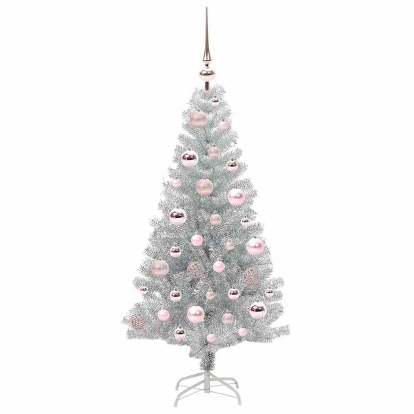vidaXL &Aacute;rvore de Natal com 150 LEDs com suporte Prateado 120 cm PET