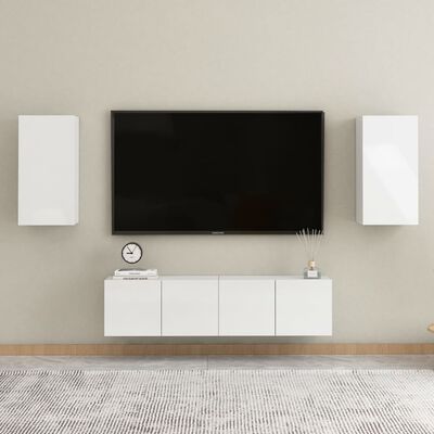 vidaXL Móvel de TV 30,5x30x60 cm contraplacado branco brilhante